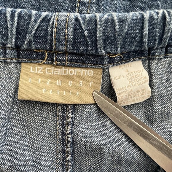 Vintage 80s/90s Liz Claiborne Maxi Cargo Skirt Size 4 PETITE Blue Denim Lizwear - Picture 6 of 6